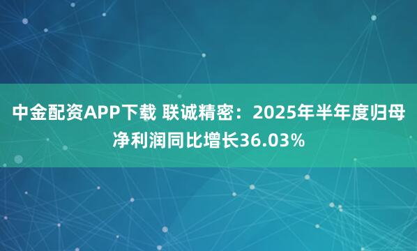中金配资APP下载 联诚精密：2025年半年度归母净利润同比增长36.03%