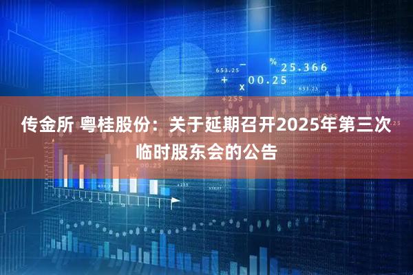 传金所 粤桂股份：关于延期召开2025年第三次临时股东会的公告